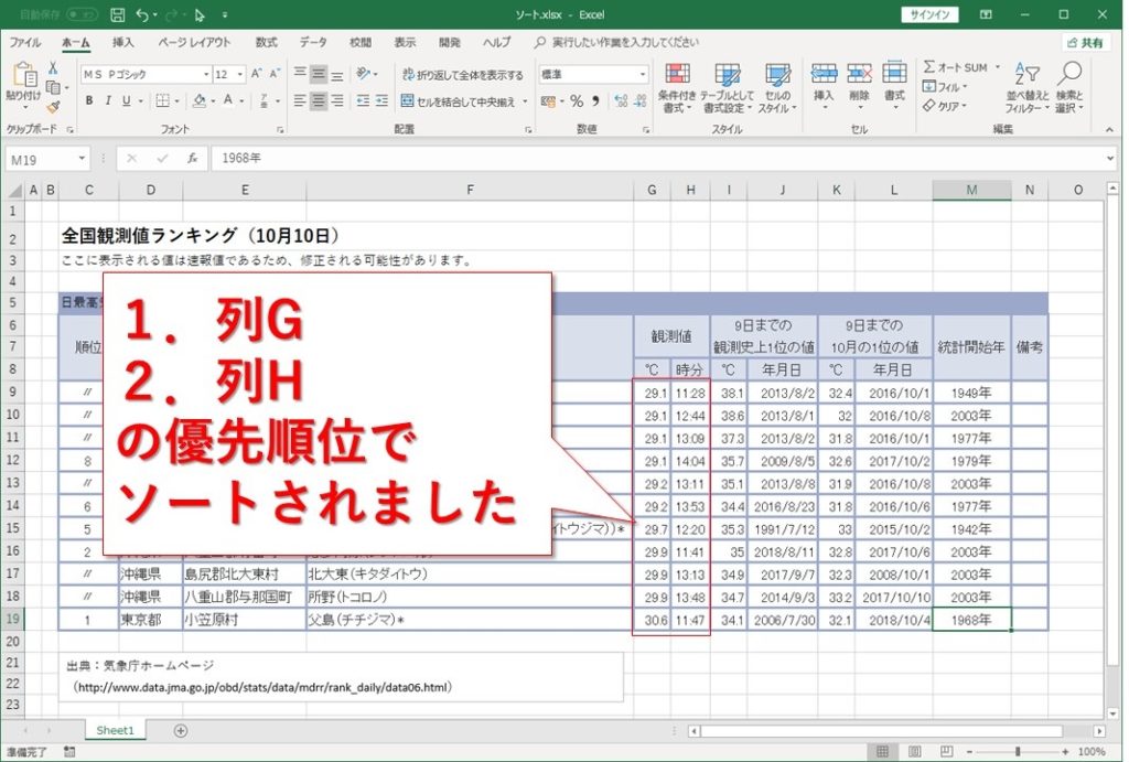 Excel データを複数条件でソートする方法 Website Note