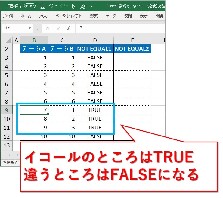 イコール 記号 ノット